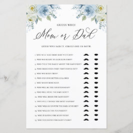 Lámina Adivina floral azul quién es el juego de Baby Show
