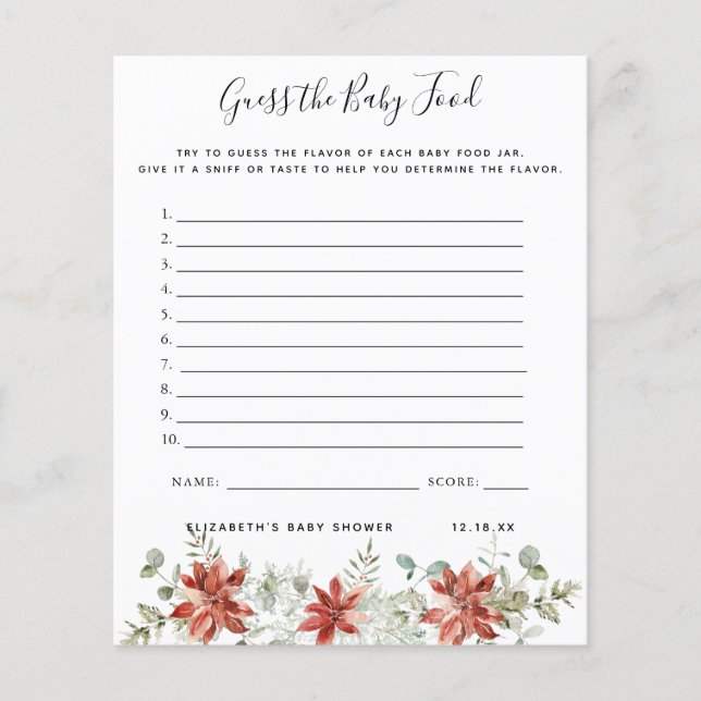 Lámina Adivina la comida para el bebé | Juego Baby Shower (Anverso)