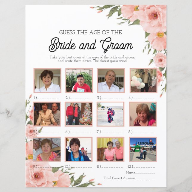 Lámina Adivina la era de la novia y el novio (Anverso)