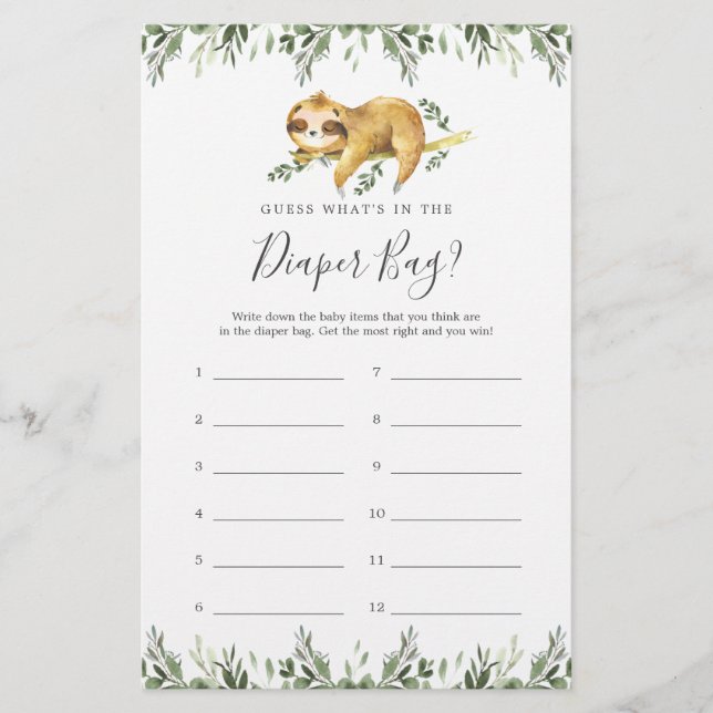 Lámina Adivina lo que hay en la bolsa de pañales (Anverso)