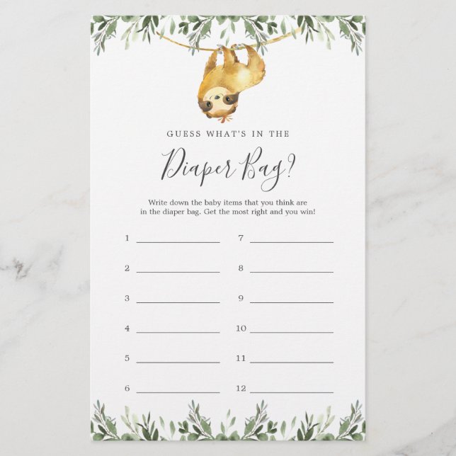 Lámina Adivina lo que hay en la bolsa de pañales (Anverso)