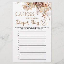 Lámina Adivina qué hay en la bolsa de pañales ducha de be