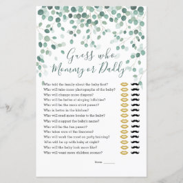 Lámina Adivina quién deja el juego de Baby Shower Eucalyp