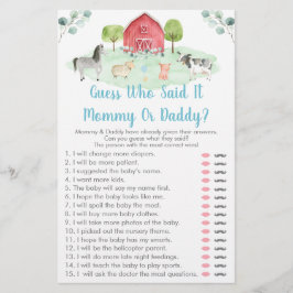 Lámina Adivina quién dijo el juego de Baby Shower