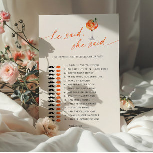 Lámina Adivina Quién Dijo Que Aperol Spritz Bridal Shower