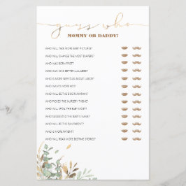 Lámina Adivina quién es el juego de Baby Shower de mamá o