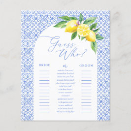 Lámina Adivina quién es el juego de ducha de novia de lim