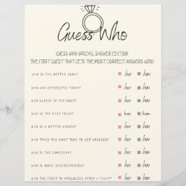 Lámina Adivina quién es el juego de la ducha de novia