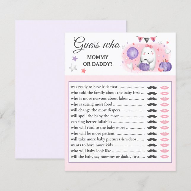 Lámina Adivina quién es el rosa del juego de Baby Shower  (Anverso / Reverso)