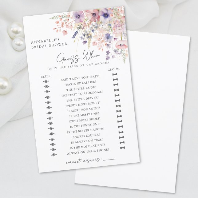 Lámina Adivina quién es la ducha de novia Wildflower (Guess Who Wildflower Bridal Shower)