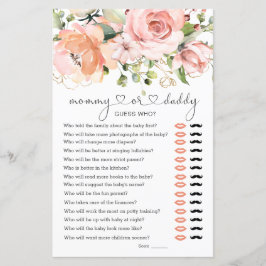 Lámina Adivina quién es la floral del juego de Baby Showe