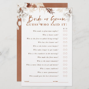 Lámina Adivina quién es la novia o el novio: juego floral