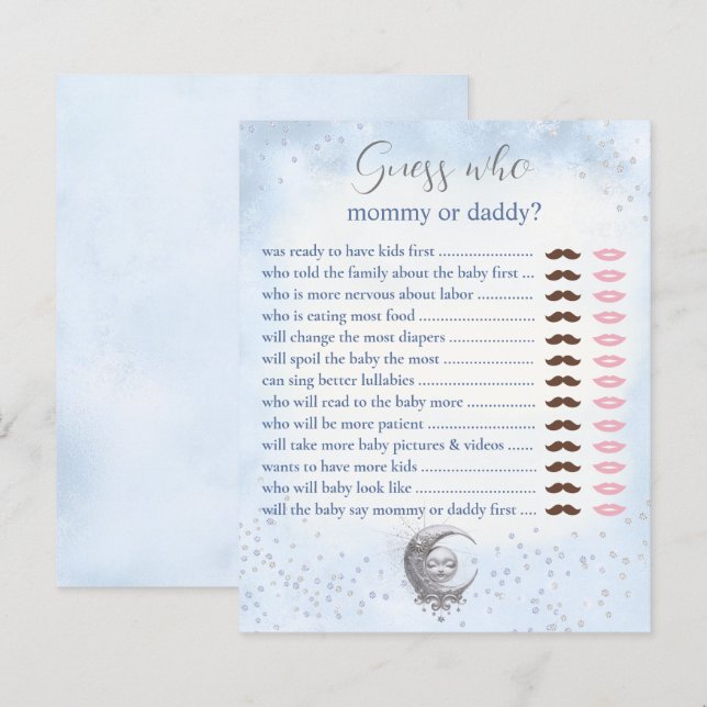 Lámina Adivina quién es la partida de Baby Shower de mamá (Anverso / Reverso)