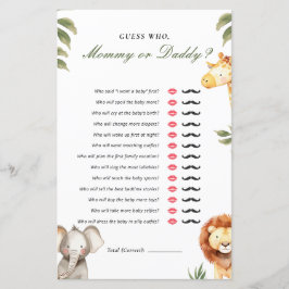 Lámina Adivina quién es la partida de Baby Shower de mamá