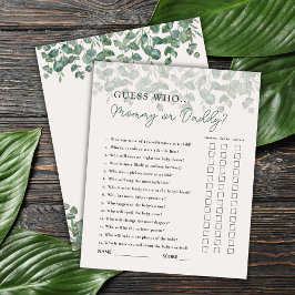 Lámina Adivina quién es la partida de Baby Shower de mamá