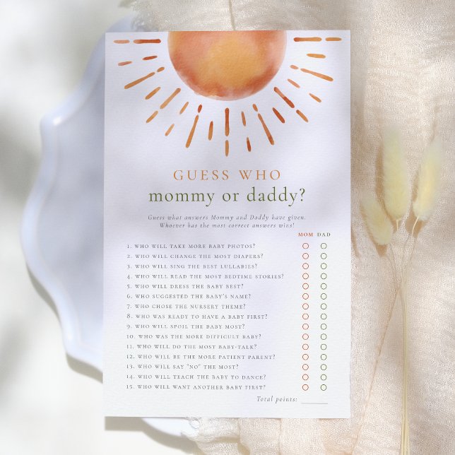 Lámina Adivina quién es mamá o papá Sunshine Baby Shower (Subido por el creador)