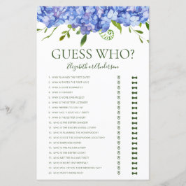 Lámina Adivina Quién Hydrangeas Azules