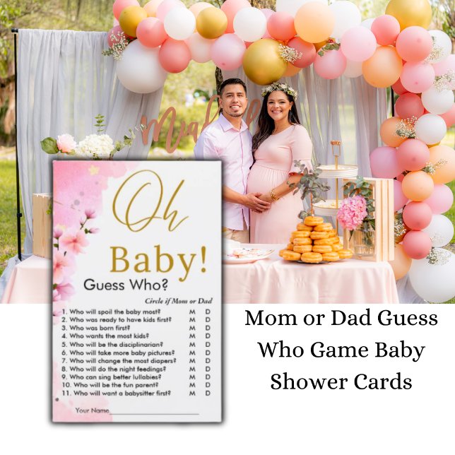 Lámina Adivina quién juega Baby Shower (Oh Baby Guess Who Game Baby Shower)