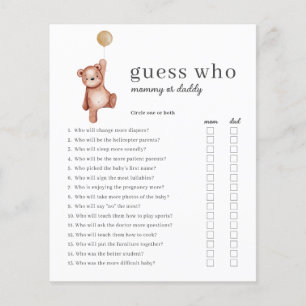Lámina Adivina quién juego Baby Shower género neutral