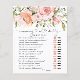 Lámina Adivina quién juego de Baby Shower verde floral