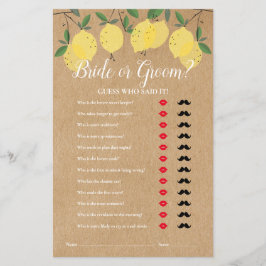 Lámina Adivina Quién Juego de Despedida de Soltera Rústic
