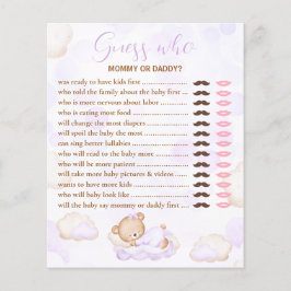 Lámina Adivina quién lleva el juego de Baby Shower Purple