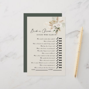 Lámina Adivina Quién Lo Dijo? Pampas Sage Bridal Shower