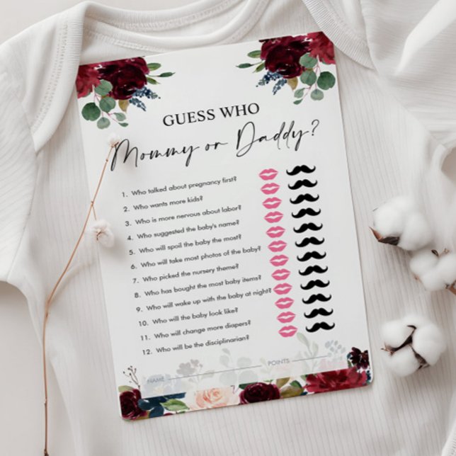 Lámina Adivina quién, mamá o papá, Boho Baby Shower Game (Subido por el creador)