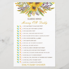 Lámina Adivina quién, mamá o papá en Baby Shower