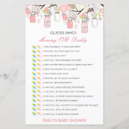 Lámina Adivina quién, mamá o papá en Baby Shower