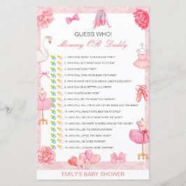 Lámina Adivina quién, mamá o papá en Baby Shower
