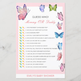 Lámina Adivina quién, mamá o papá en Baby Shower