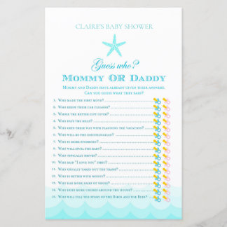 Lámina Adivina Quién mamá o papá - Juego de Baby Shower