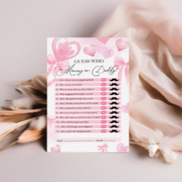 Lámina Adivina quién, mamá o papá, juego de Baby Shower d