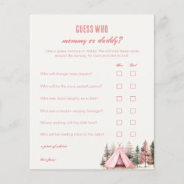 Lámina Adivina Quién Mamá o Papá Juego de Camping Rosa