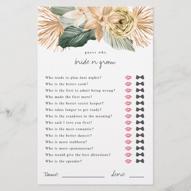 Lámina Adivina tropical quién es la novia o el juego de l (Anverso)