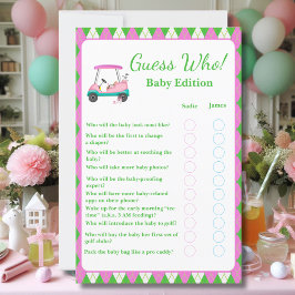 Lámina ¿Adivinan Quién? Carro de golf Baby Shower de Mamá