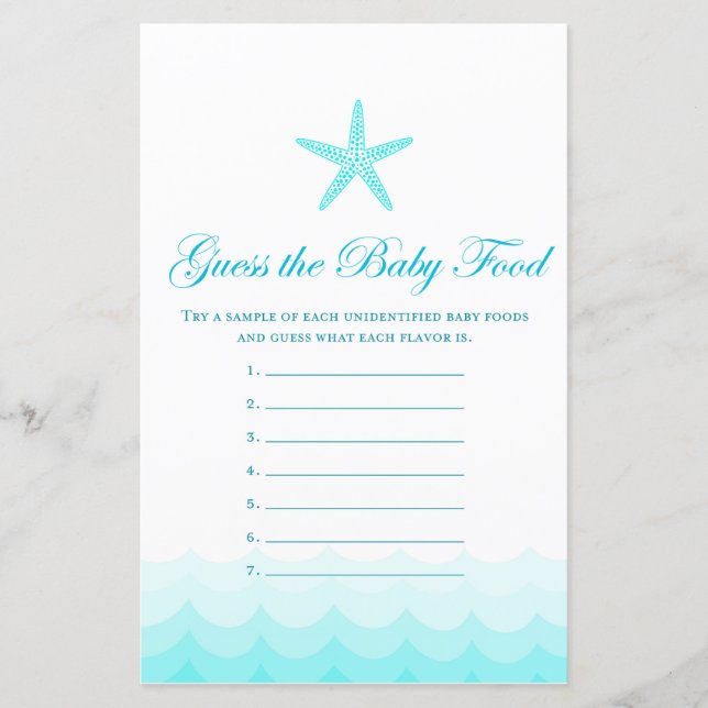 Lámina Adivinar comida para bebés - Juego de Baby Shower (Anverso)