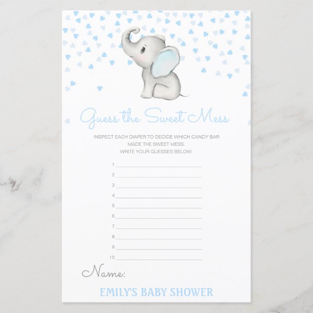 Lámina Adivinar el dulce mess, pañal sucio (Anverso)