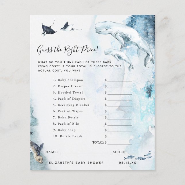 Lámina Adivinar El Precio | Juego Baby Shower (Anverso)