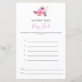 Lámina Adivinen al bebé Rosa de juego de ducha de comida 