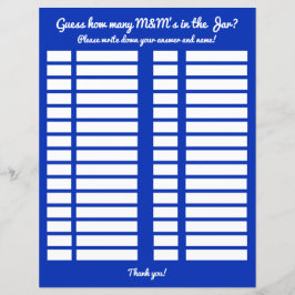 Lámina Adivinen cuántas M&M hay en el registro de Baby Sh