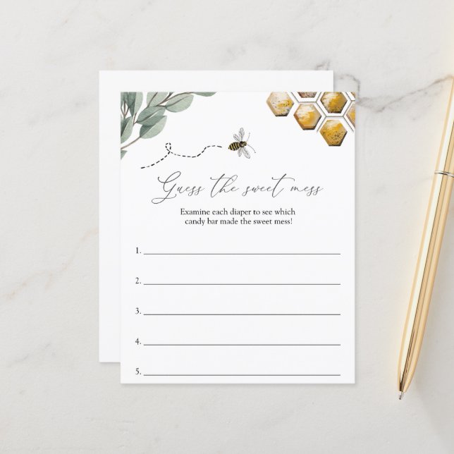Lámina Adivinen el dulce Baby Shower de Mess Bee (Anverso/Reverso In Situ)