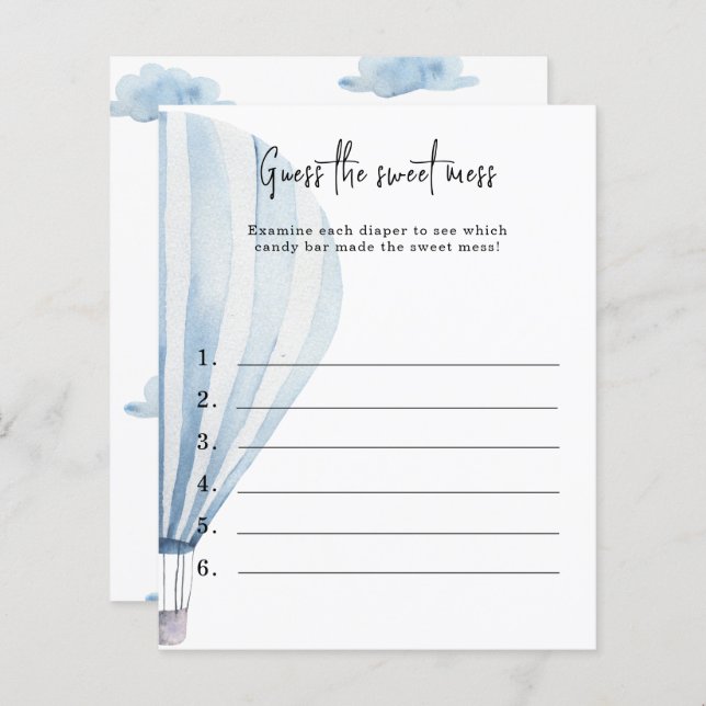 Lámina Adivinen el dulce desorden - juego de ducha de beb (Anverso / Reverso)