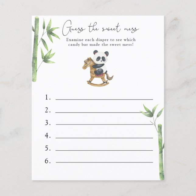 Lámina Adivinen el dulce juego de Baby Shower (Anverso)