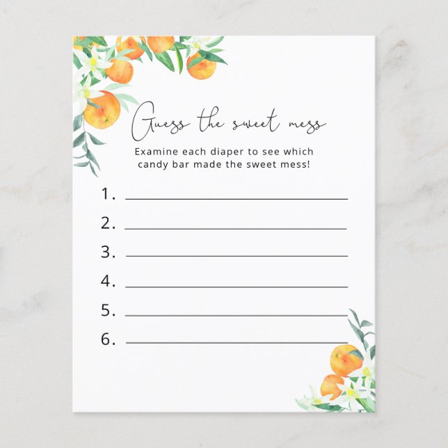 Lámina Adivinen el dulce juego de Baby Shower (Anverso)