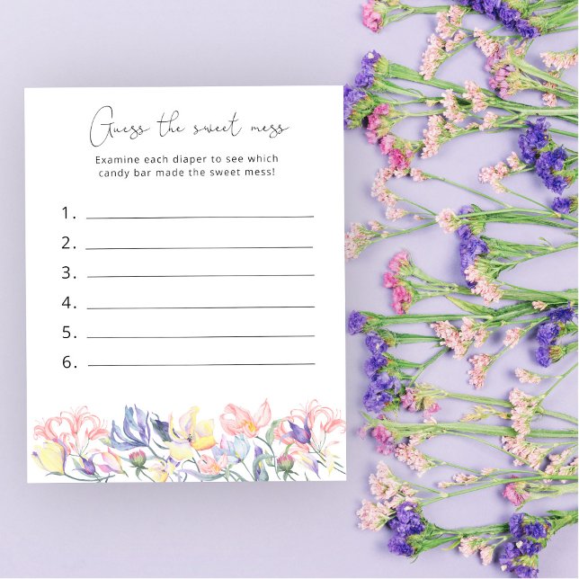 Lámina Adivinen el dulce juego de Baby Shower con flores (Subido por el creador)