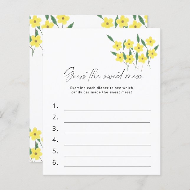 Lámina Adivinen el dulce juego de Baby Shower Mess Wildfl (Anverso / Reverso)