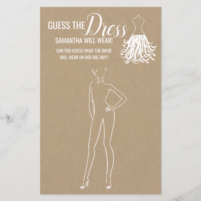 Lámina Adivinen el juego bilingüe vestido de ducha rústic (Anverso)