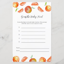 Lámina Adivinen el juego de Baby Shower Baby Food Little 